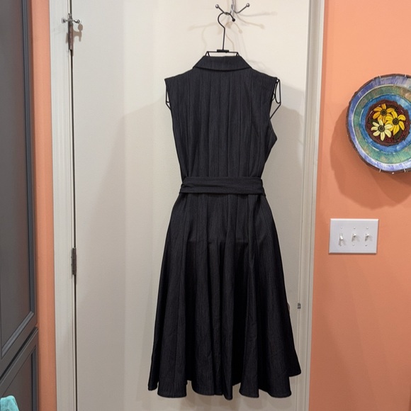 Calvin Klein Black Midi Dress Snap Buttons with Belt DENIM - Picture 6 of 10